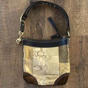 Vintage Coach Gold Patchwork Crossbody Shoulder Purse Tote NWOT